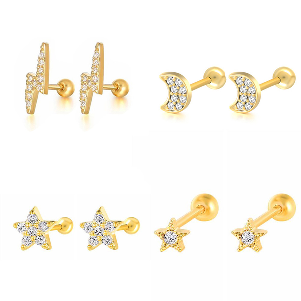 Body Jewelry Labret - Trăng Sao Sụn Bông Tai Nữ