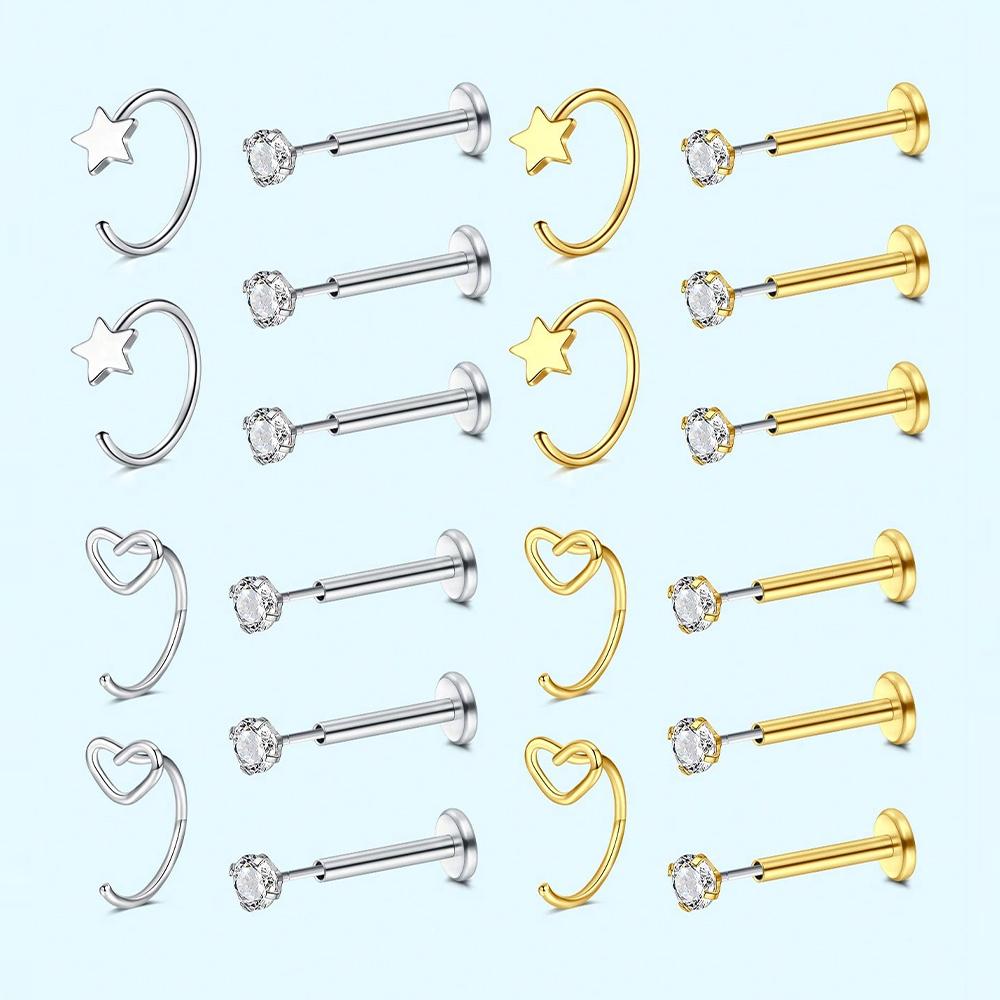 Body Jewelry Threadless - 5Pcs Nose Ring Hoops Threadless Nose