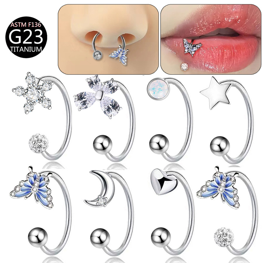 Body Jewelry Labret - ASTM F136 Titanium Butterfly Lip Ring
