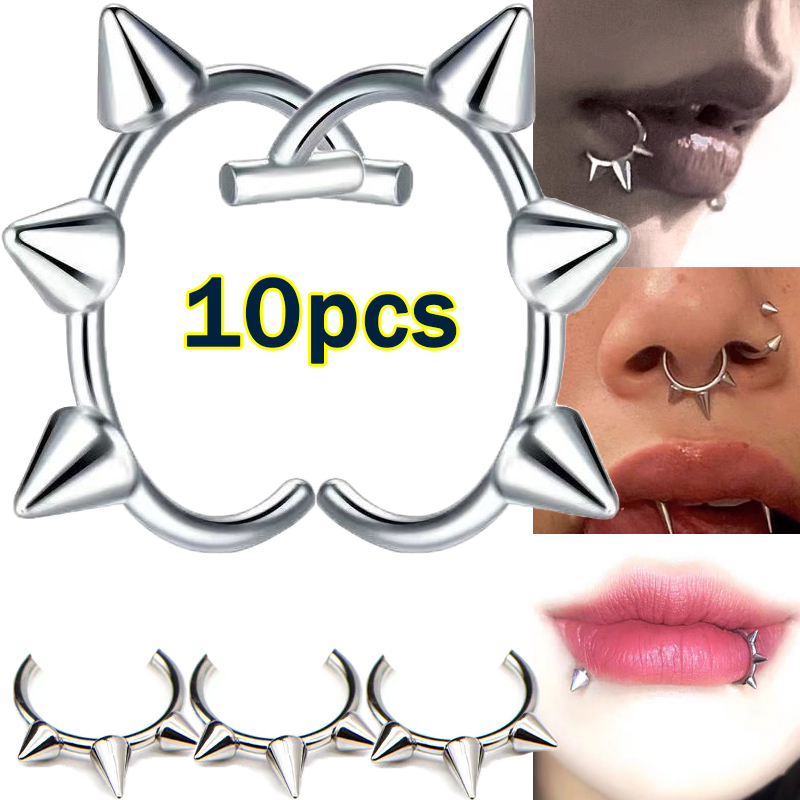 10pcs Punk Nose Ring One Nail  - đánh giá và giá Body Jewelry Labret