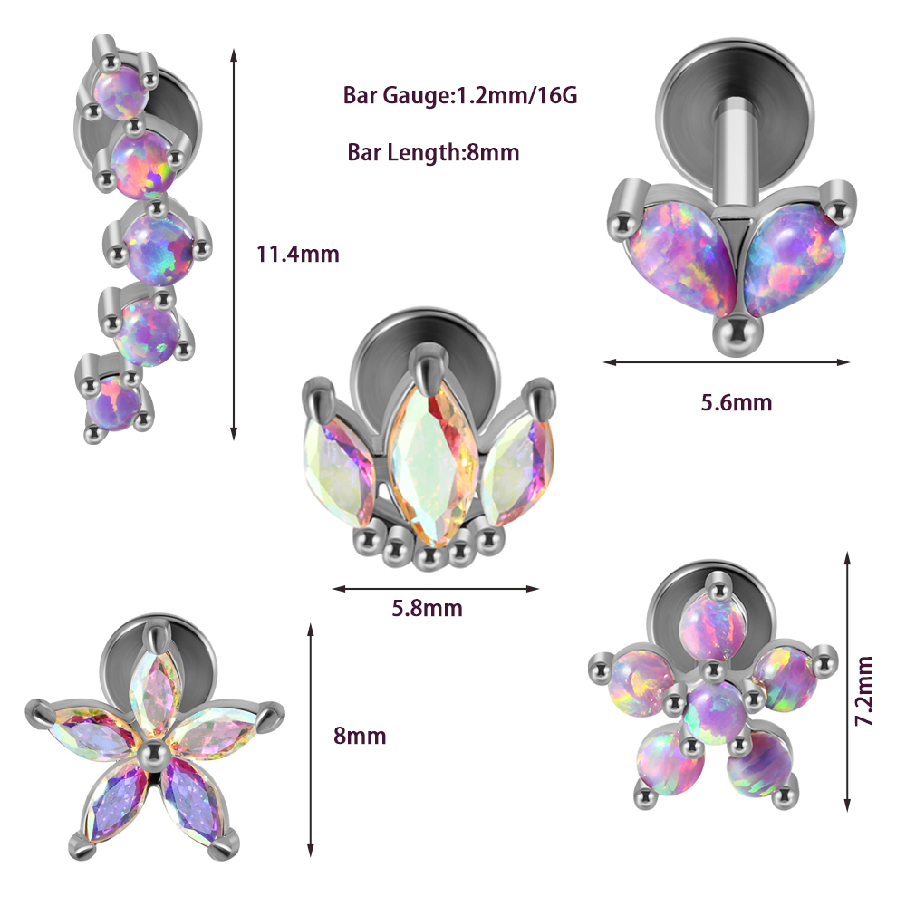 1PC Stainless Steel Opal Flowe - đánh giá và giá Body Jewelry Labret