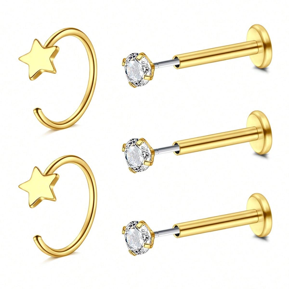 5Pcs Nose Ring Hoops Threadles - đánh giá và giá Body Jewelry Threadless