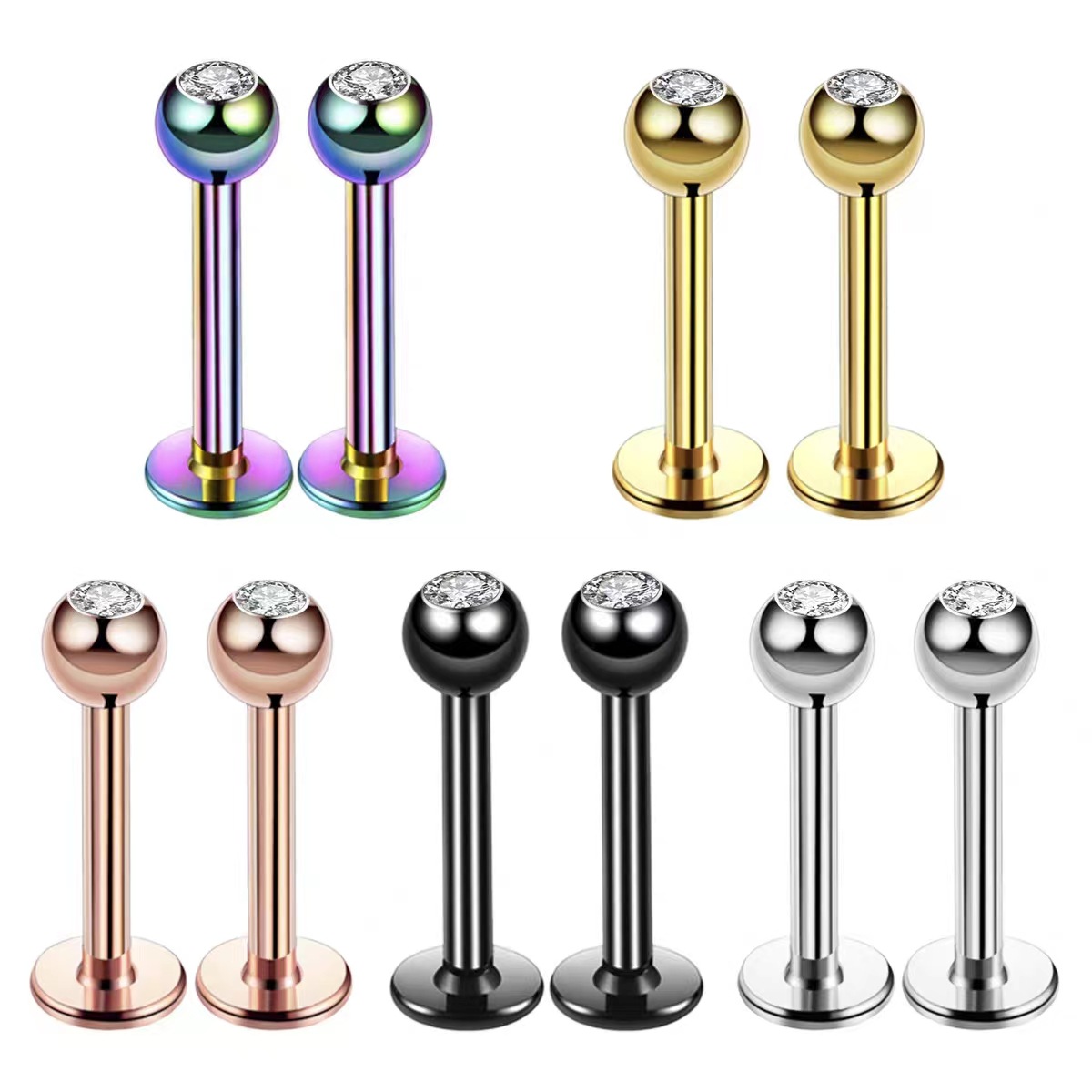16G Surgical Steel Ball Top CZ - đánh giá và giá Body Jewelry Labret