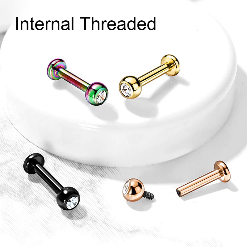 16G Surgical Steel Ball Top CZ - đánh giá và giá Body Jewelry Labret