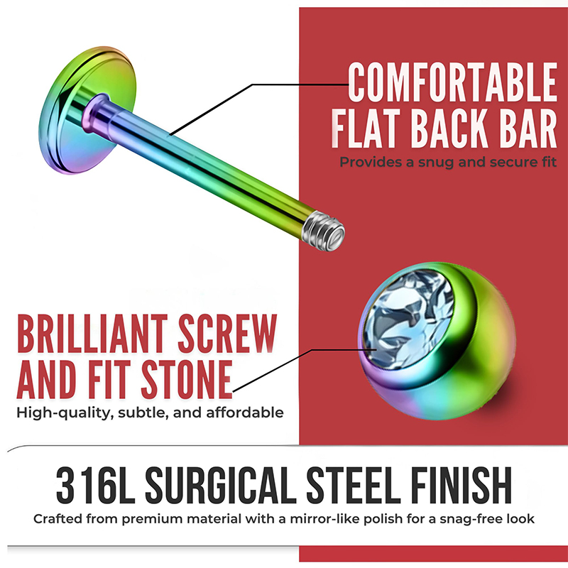 16G Surgical Steel Ball Top CZ - đánh giá và giá Body Jewelry Labret